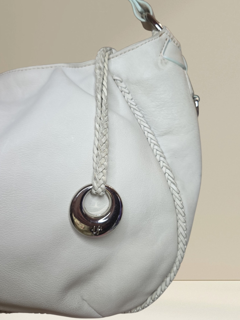 Donald J. Pliner Vintage Cream Braided-Handle Shoulder Bag NWT Retail $320 - Picture 2 of 15
